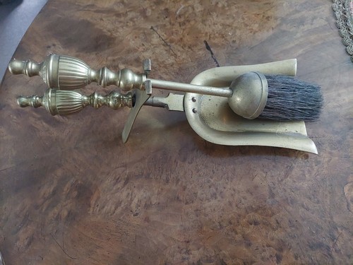 Antique brass fire companion - brass,