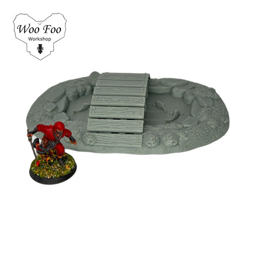 Pond with bridge printed - pond,
