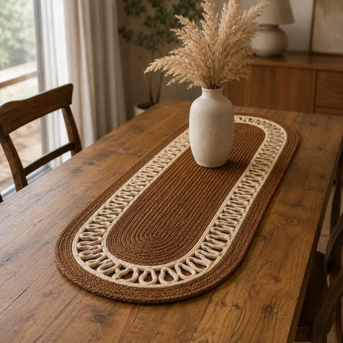 Oval jute table runner brown - oval,