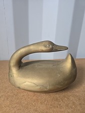 Large Vintage Brass Swan