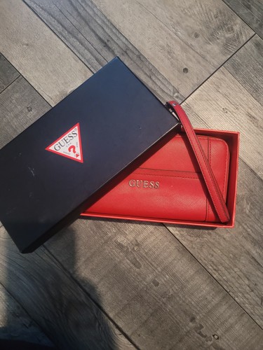 Guess red saffiano wristlet - guess,