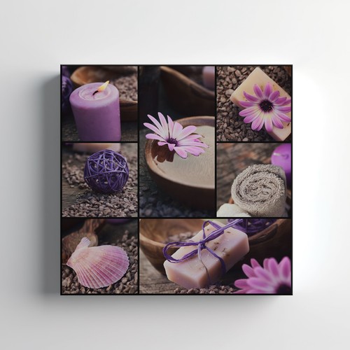Purple spa daisies candle - spa,