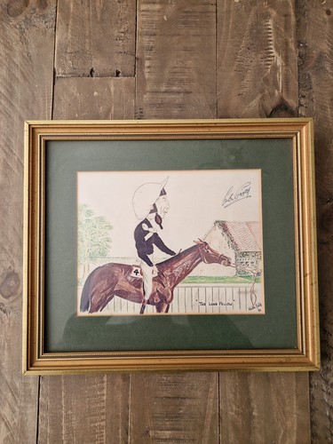 Framed mounted lester piggott - framed,