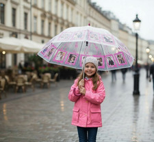 Kids Umbrella Girls Personalise Small Dome Shape Children Add Fun Photo Brolly