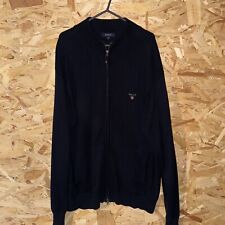 GANT Cardigan Men Large Navy Full Zip Knit Cotton Logo Classic Pocket Jumper XL