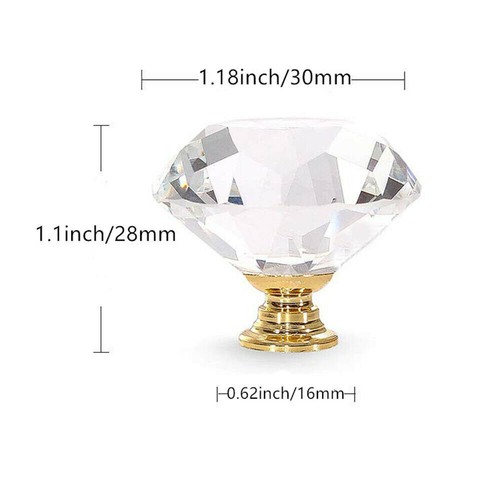 30mm 40mm crystal door knobs - crystal,