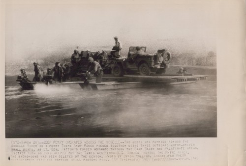 Ww2 1945 jeep ferry moselle - ww2,