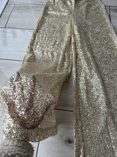 F&F Gold Sequin Wide Leg Uk 6 Beach Trousers