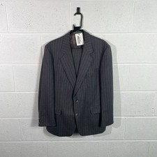 The Label Men's Grey Striped Wool Suit / Size 44 / Mens / Grey / Wool