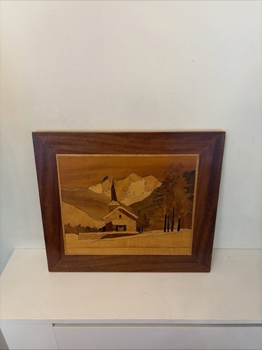Marquetry wall art mountain - marquetry,