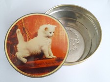 Vintage Edward Sharp & Sons Round Toffee / Sweet Tin - Cats Kitten 100x45mm RARE