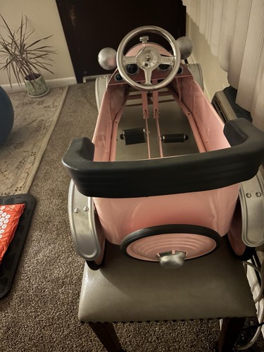 Pink vintage style pedal car - vintage-style,