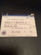 Glasgow Rangers v Manchester United 2003/04 Champions League Match Ticket
