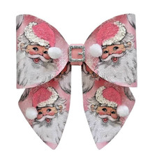 Pink Sparkling Father Christmas Hair Bow  Alligator Clip UK Seller ??