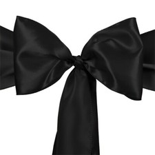 TtS 10 50 100 Black 275cmx18cm Satin Chair Sashes Chair Bows Wedding Banquet