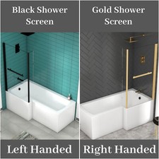 1500/1600/1700mm L Shaped Shower Bath Front & End Bath Panel Shower Screen