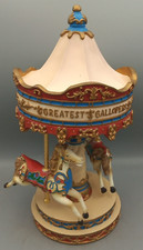 Resin Greatest Galloper's Large Musical Carousel Music Box VGC Height 26cm