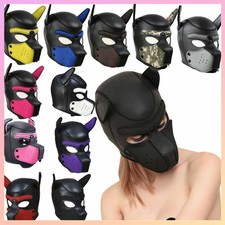 Puppy Dog Play Hood Head Mask  Full Visor Bondage Fetish Dress Up Cosplay Toy