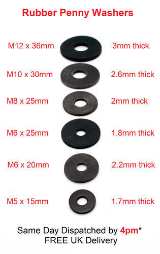 Rubber penny washers m5x15mm - rubber,