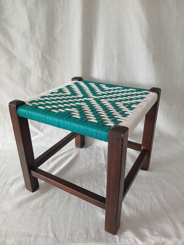 Vintage green white woven top - white,
