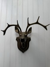 LRG VTG Brass Deer Head Trophy
