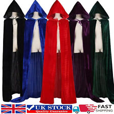 Halloween Kids Adult Hooded Robe Cloak Cape Velvet Party Vampire Cosplay Costume