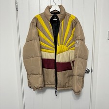 WESC Men’s Vegan Puffer Jacket Size L – Landscape Print – Needs New Zip