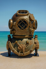 Vintage 18” Diver Helmet Mark V US Navy Deep Sea Scuba Collectible