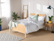 Clementine Rattan Bed Frame | Solid Wood | Black or White | Modern Boho Style