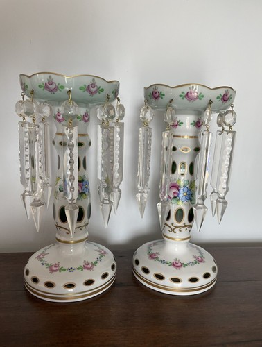 Pair bohemian overlay glass - pair,