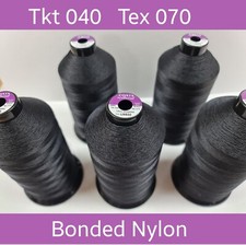 BLACK COATS BONDED NYLON THREAD NYLBOND TKT40 (TEX 070)  3000M CONES