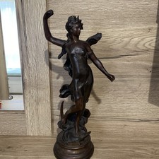 Art Nouveau Bronze Statue 18 Ins High Preowned