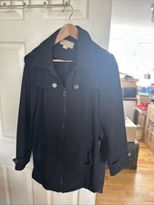Ladies Michael Kors Black Coat Size L With Belt And Hood Mac