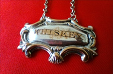 Vintage DECANTER LABEL WHISKEY SILVER PLATED Stylish Design Great Gift UK seller