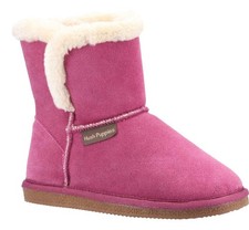 Hush Puppies Ashleigh Womens Rose Real Suede Faux Fur Pull On Slipper Bootie