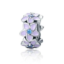 Daisy Spacer Stopper Charm Purple Flower Floral Genuine 925 Sterling Silver 💖