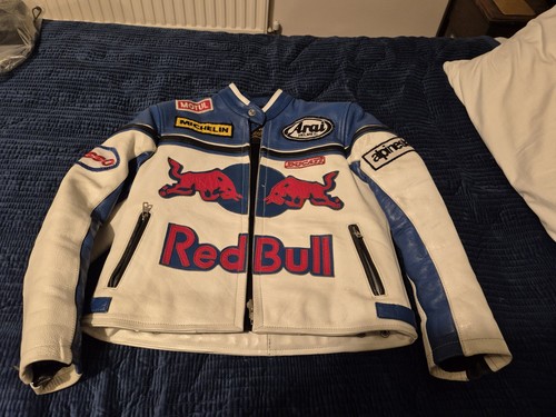 Red bull leather biker jacket - leather,
