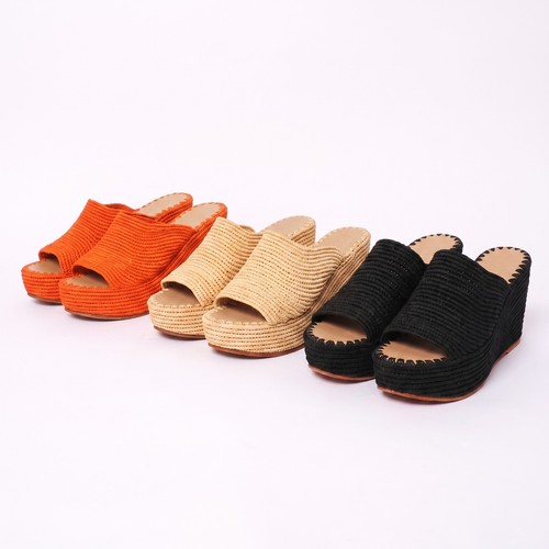 Women handmade raffia wedge - handmade,