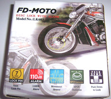 FD-MOTO LK603S Security Disc Lock/Alarm - Motorbike Scooter Motorcycle, 7mm Pin