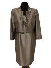 Womens Roman Gold Tone Jacquard Floral Mother of the Bride Formal Set UK 14