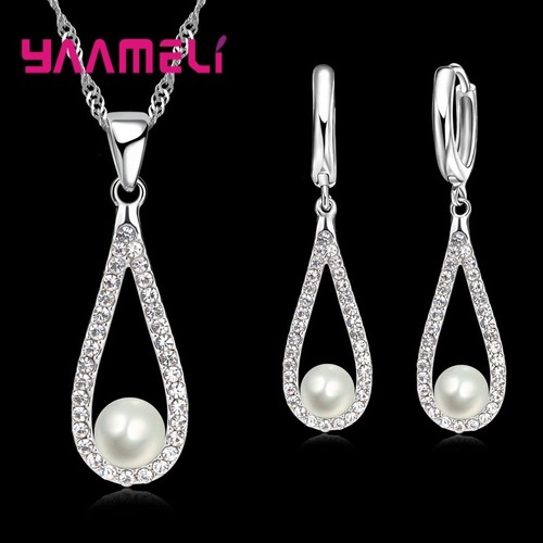 Sterling silver pearl teardrop - silver,