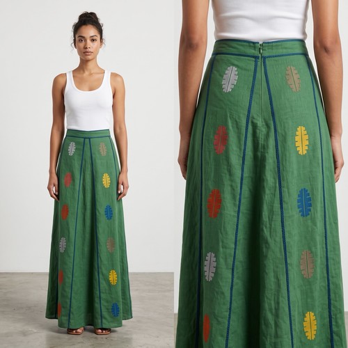 Green ethic style maxi skirt - style,