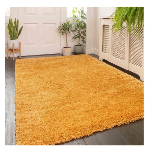 Ochre yellow shaggy - yellow, rug