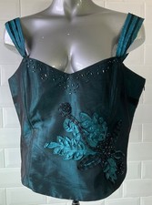 SIZE 16 TURQUOISE TEAL TAFFETA