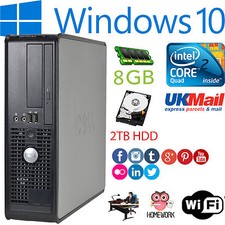 FAST DELL QUAD CORE PC COMPUTER DESKTOP TOWER WINDOWS 10 WIFI 8GB RAM 2000GB HDD