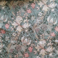 Vintage Retro 1970s William Morris Golden Lily Flower Pair Lined Curtains Fabric