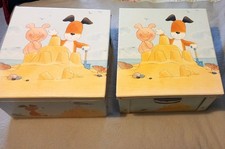 2 Two Vintage Kipper the Dog Fold Down Storage Boxes Nursery Playroom Sandcastle