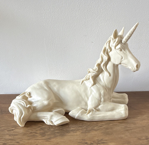 Large white unicorn ornament - white,