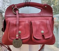 Tabitha Dark Red Genuine Leather Shoulder Bag Grab Bag Handbag- VGC 