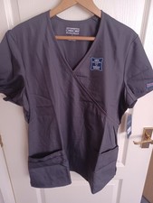 Cherokee Women's Work wear Mock wrap scrub top pewter WM650 size XL BNWT 